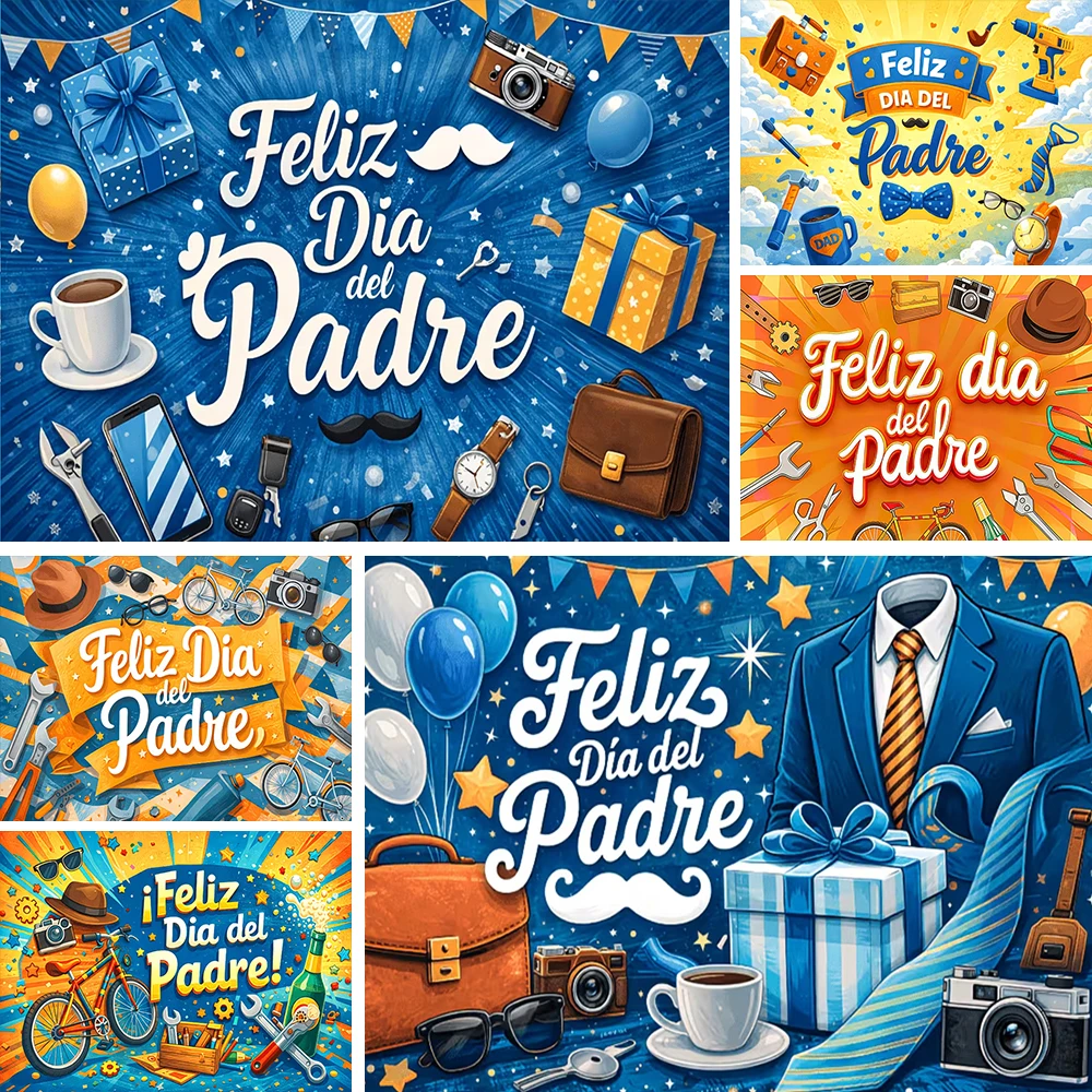 Spanischer Vatertags-Dekorationshintergrund „Ich liebe Papa“ mit schwarzem Anzug und Krawatte, Familienparty-Banner, Fotografie-Hintergrund, Zubehör und Requisiten Image