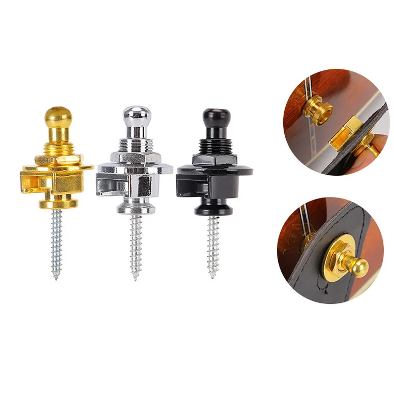 1/6 Stück Gitarrengurt-Verschlussknopf Schnellverschluss aus Kupferlegierung Bass-Sicherheitsgurtverschlüsse Gurthalterungssystem Zubehör Image