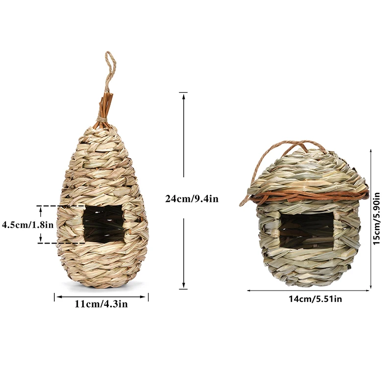 Nido per Uccelli da Esterno Intrecciato a Mano, Casetta Decorativa per Uccelli, Gabbia Rifugio per Uccelli, Nido per Pappagalli Intrecciato da Appendere, Gabbia per Uccelli Creativa Fatta a Mano