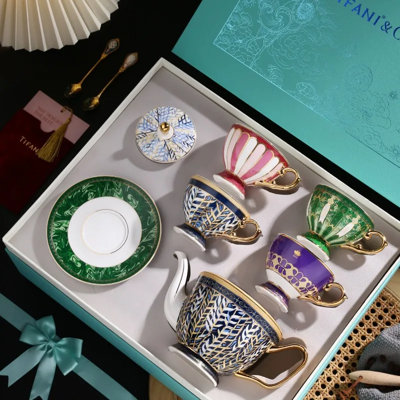 1 Set Afternoon Tea Set Teaware French Ceramic Coffee Cup Gift Box Set Housewarming Wedding Gift Household Goods