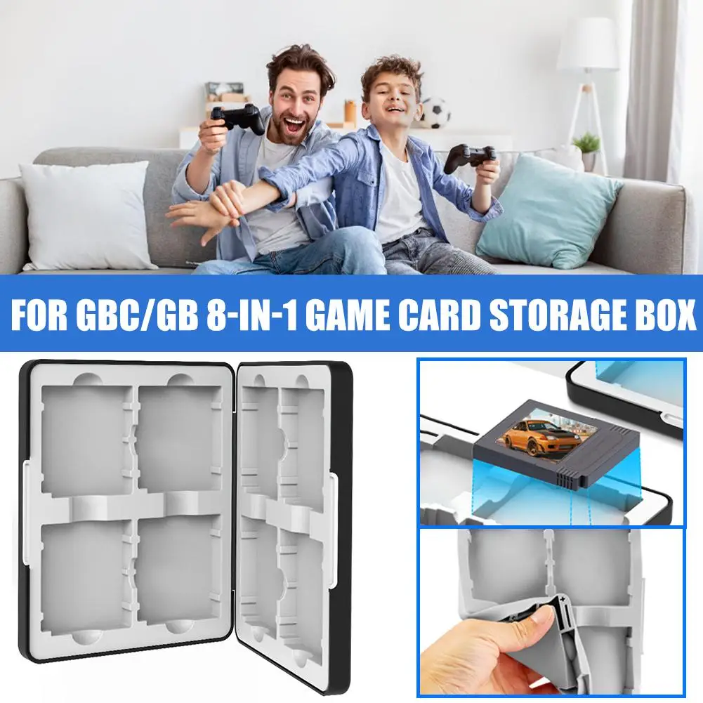 Für GBC GB Spielkassetten-Aufbewahrungsbox 8 in 1 mit Magnetverschluss S mit Silikonfutter Stoßfest Staubdicht Tragbarer Schutzbehälter Image