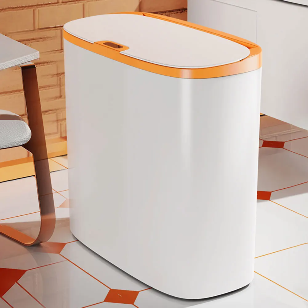 Automatischer Sensor-Toilettenaschenbehälter, großes Fassungsvermögen, schmaler Aufbewahrungseimer, multifunktional, IPX5 wasserdicht, Badezimmerzubehör Image