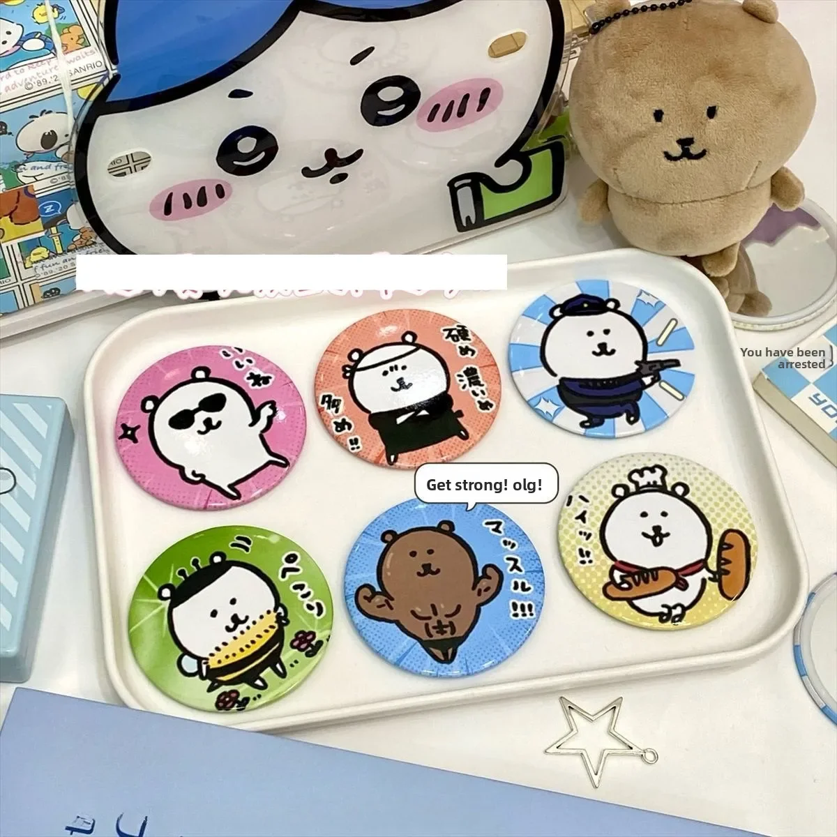 Joke Bear Runder Kompaktspiegel, niedlicher selbstironischer Bär, tragbarer Taschenspiegel, perfekt für die tägliche Make-up-Anpassung, Kosmetikspiegel