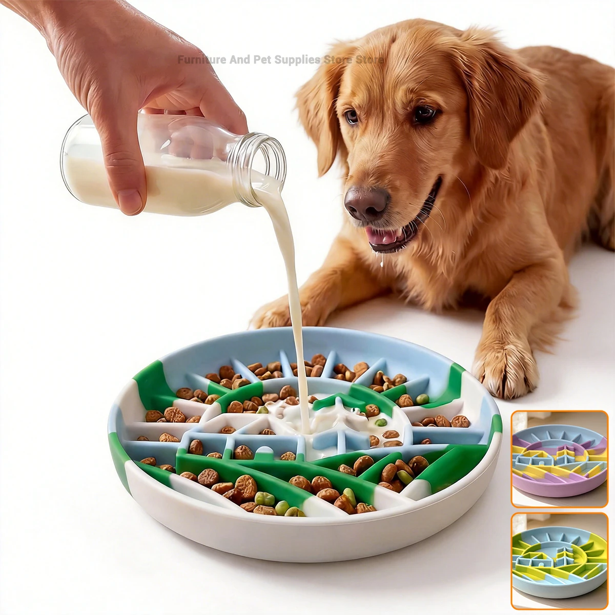 Bol à nourriture lente en silicone pour chien, tapis à nourriture lente pour chat, bol à nourriture lente antidérapant, double usage humide et sec, bol à nourriture lente lavable pour chien