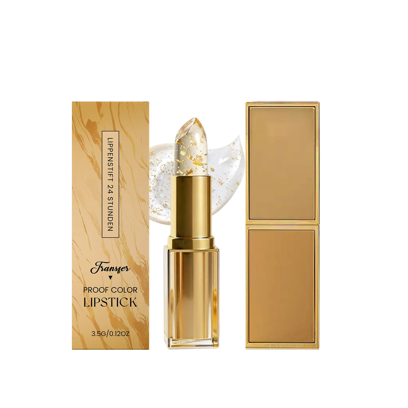 Goldfolie Farbwechselnder Feuchtigkeitsspendender Lippenbalsam Temperaturaktivierter Farbton Hydratisierender Nicht Klebender Täglicher Lippenpflege-Balsam Image