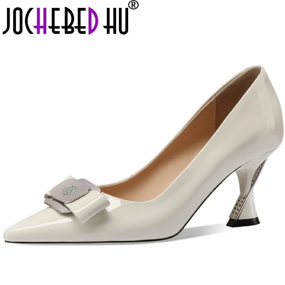 【JOCHEBED HU】Damen-Pumps aus echtem Leder, Hirschleder, Party, Hochzeit, Stiletto, Büro, spitzer Zehenbereich, modische High Heels, Lederschuhe, Größe 33–43