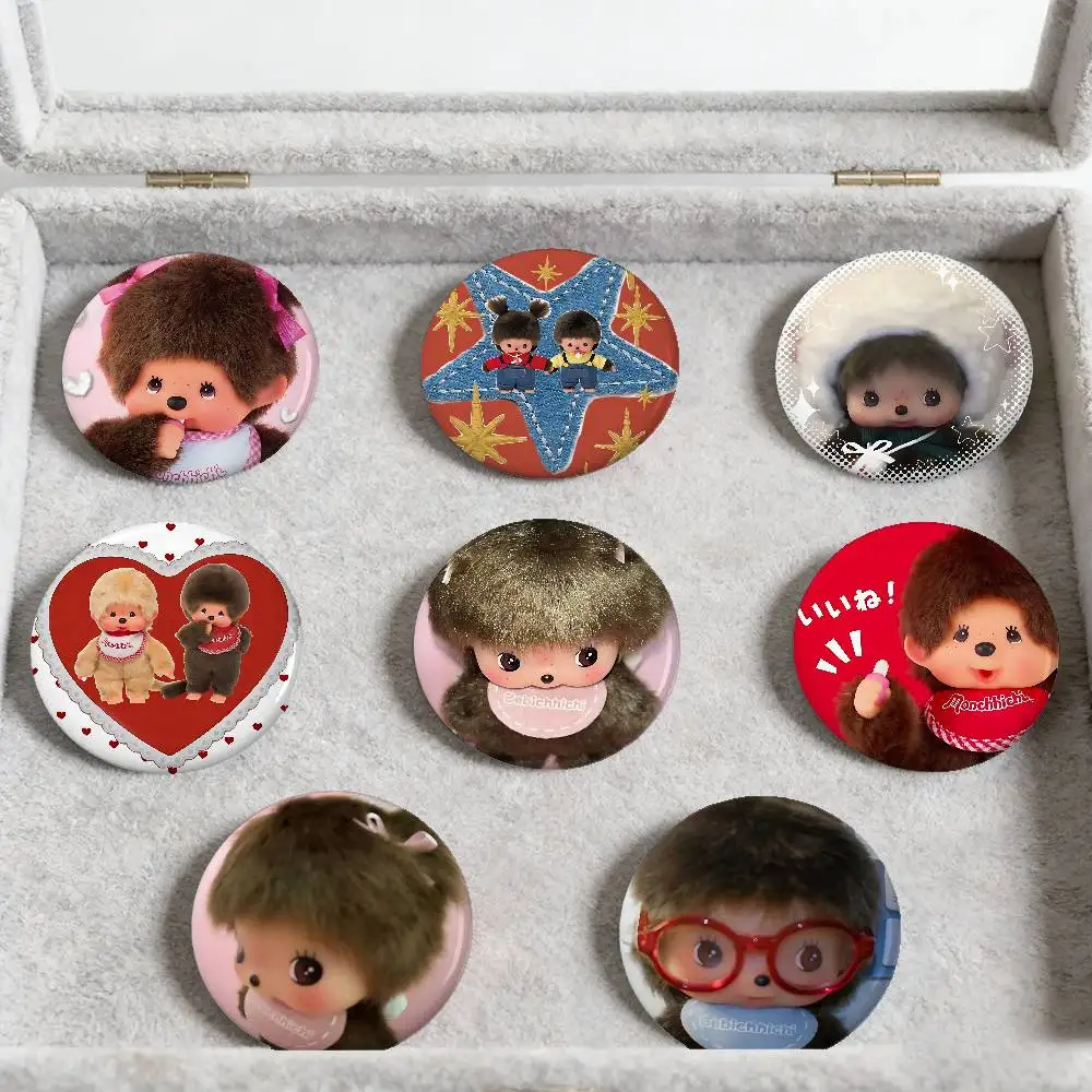 Cute-M-monchhichis-s Badges Peripheral Lapel Pins Runde Brosche aus Weißblech für Umhängetaschen-Accessoires, Souvenirgeschenke Image