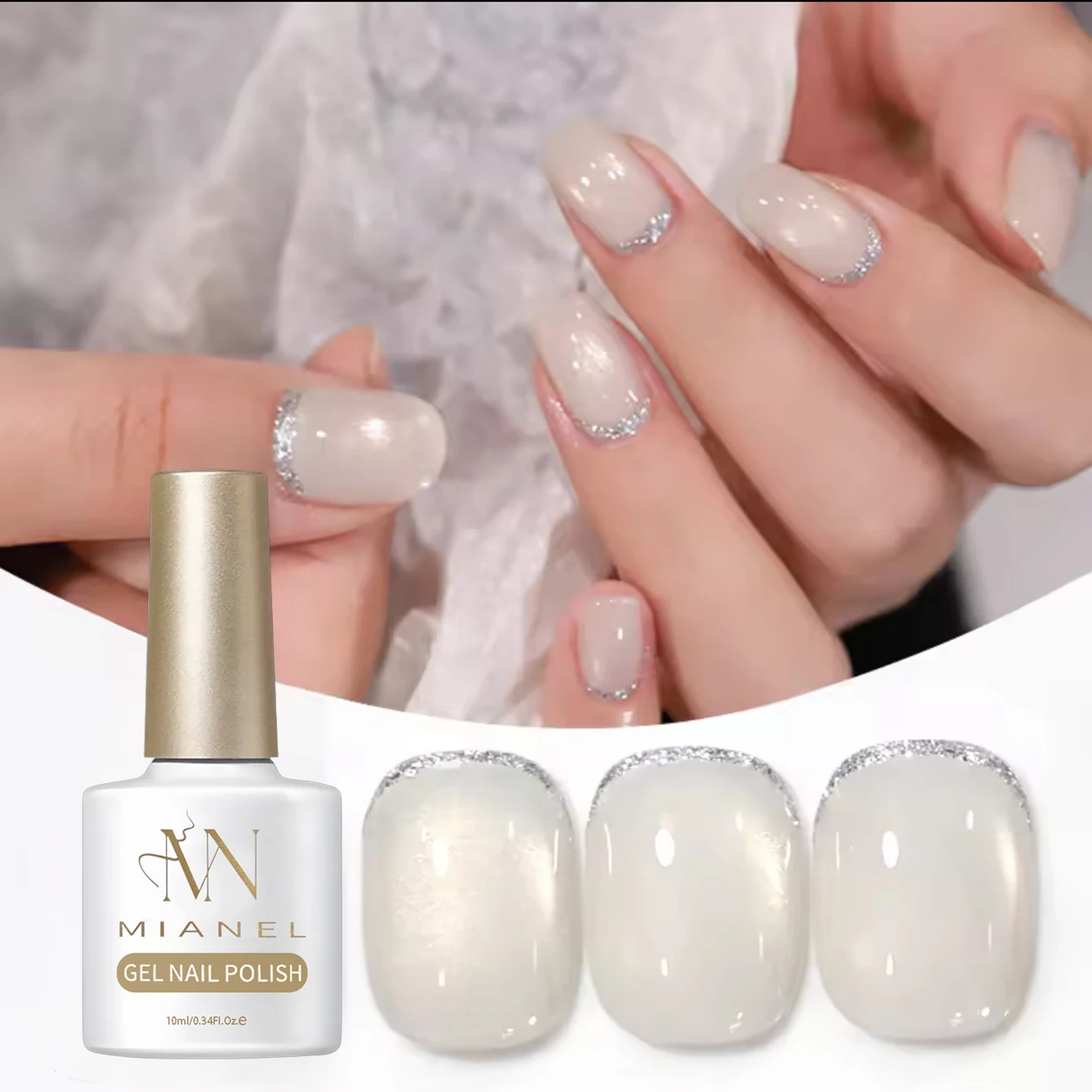MAINEL 10ML Beliebter Aufhellender Transluzenter Milchig-Weißer Nagellack Katzenauge-Gel-Nagellack Funkelnder UV-LED-Nagellack Image