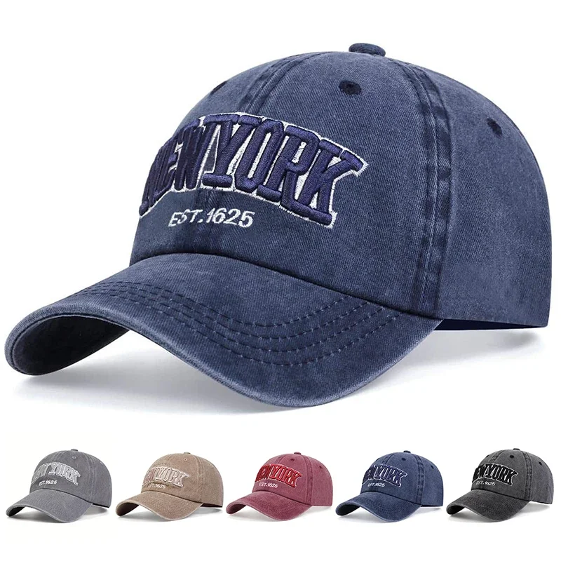 Unisex NEW YORK Baseballkappen mit Stickerei, Frühling und Herbst, verstellbare Freizeithüte für den Außenbereich, Sonnenschutzhut, Sport-Golfkappe Image