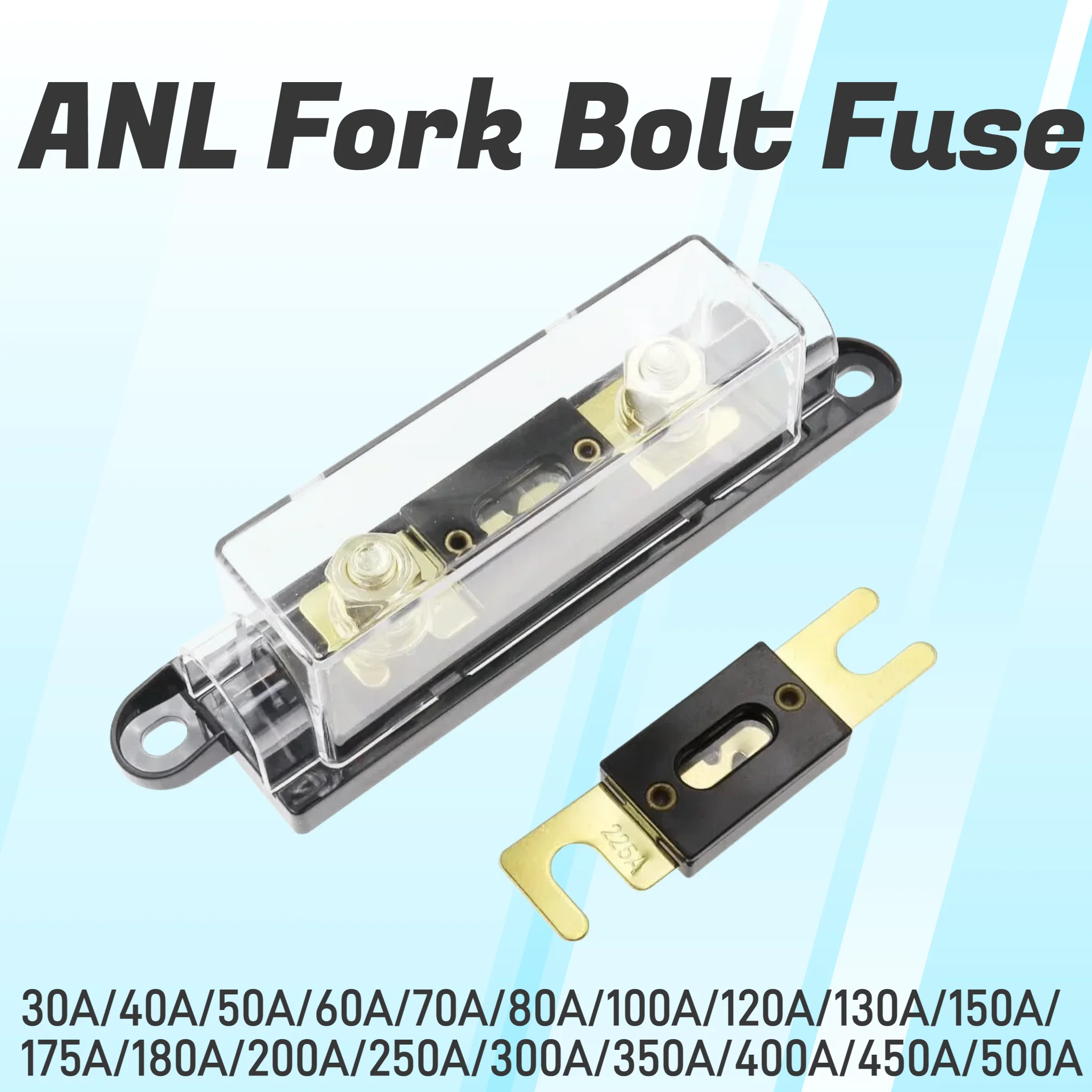 ANL-Sicherungshalter, Schraubsicherungshalter, Kfz-Sicherungshalter, Sicherungseinsatz mit Sicherung 40A 60A 80A 100A 200A 250A 300A Sicherungen AMP