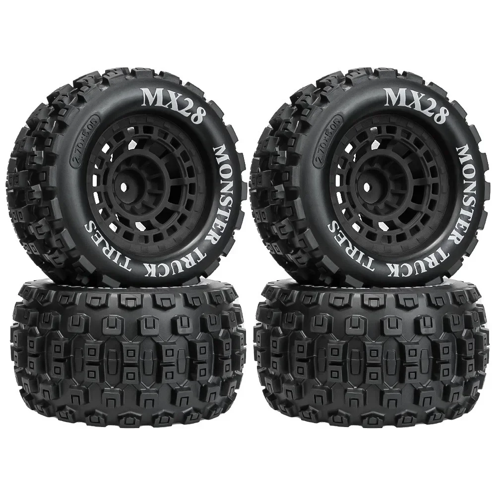 4 Stück 2,8-Zoll-MX-RC-Reifen mit 12-mm-Sechskantadapter, 1/10 RC-Truck-Reifen für Arrma Big Rock Granite VORTEKS 3S Trxs Rustler Image