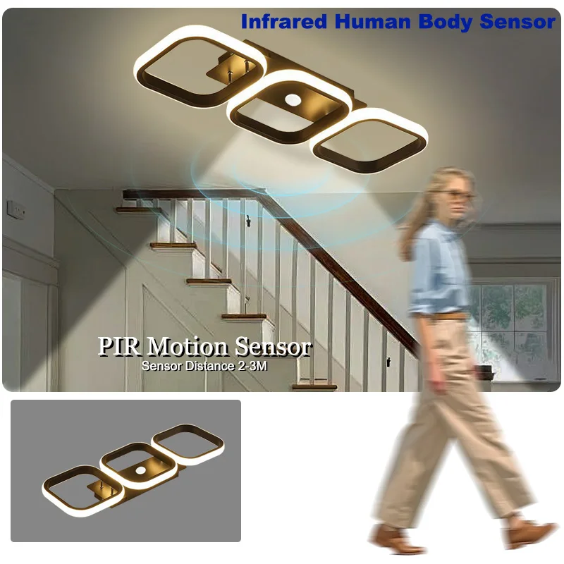 Nordische PIR-Bewegungsmelder LED-Deckenleuchten für Flur und Gang Induktions-LED-Deckenlampen Dekoration für Schlafzimmer Balkon Zuhause