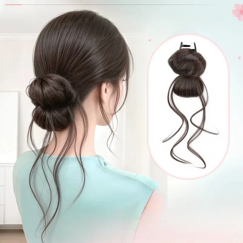 Synthetischer Clip-On-Haarknoten, voluminös, schwarz, unordentlicher Dutt, Perücke, Haarverlängerung für Damen, Accessoires, modisch, lässig, Party, Hochzeit Image