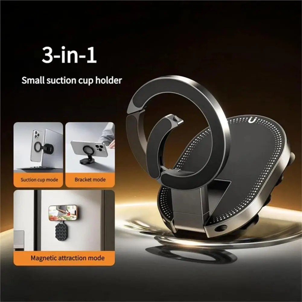 3-in-1 Magnetischer Saugnapf-Ständerhalter 360° ° Drehbarer Telefonhalter Faltbarer Magnetischer Smartphone-Ständer Live Lazy Support Image