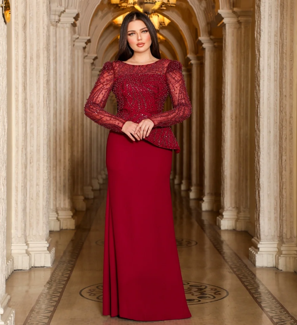Customized Exquisite Formal Evening Dress Beading O-Neck Trumpet Long Dresses Bespoke Occasion Grace Party Gown Glitter