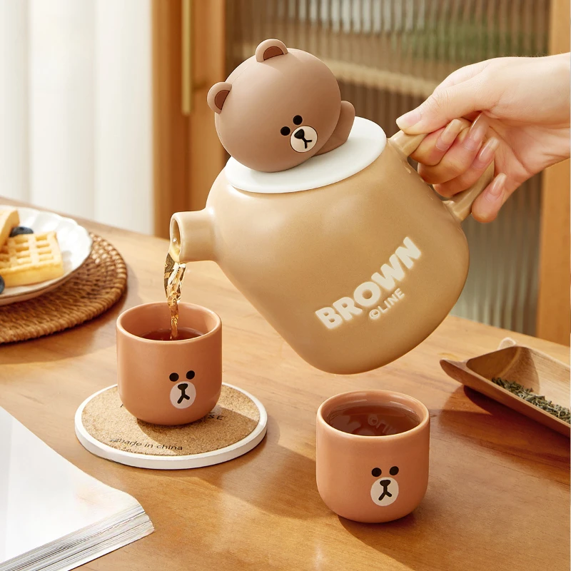 Ceramic Teapots and Cups Tea Set with One Pot and Two Cups Set Kung Fu Tea Set Household Cool Water Pot Tea Cup Combination