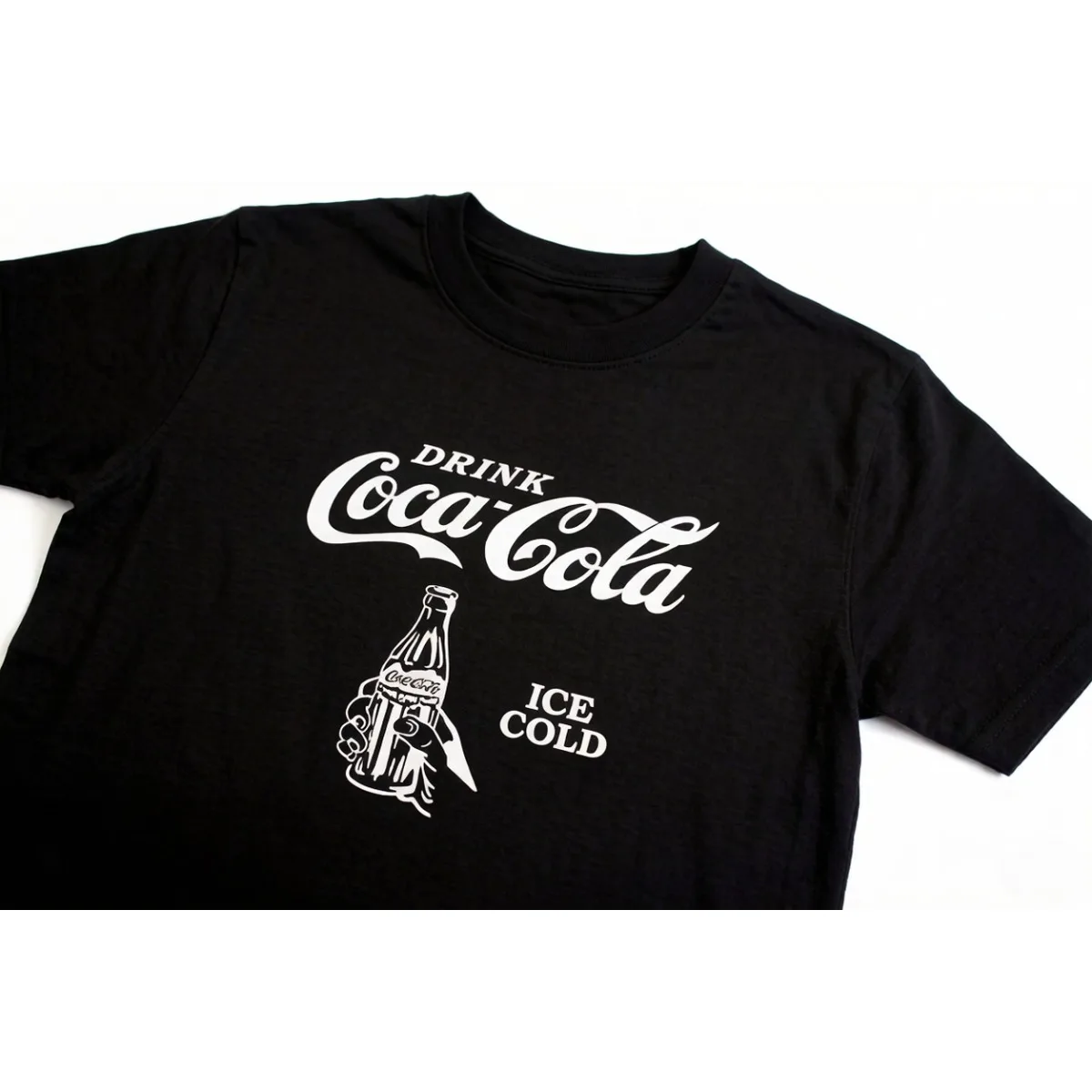 Reines Baumwoll-Coca-Cola-Kurzarm-T-Shirt Unisex Sommer Übergröße Lässiges Oberteil Rundhals-Print Locker Sitzend Bequemes Shirt