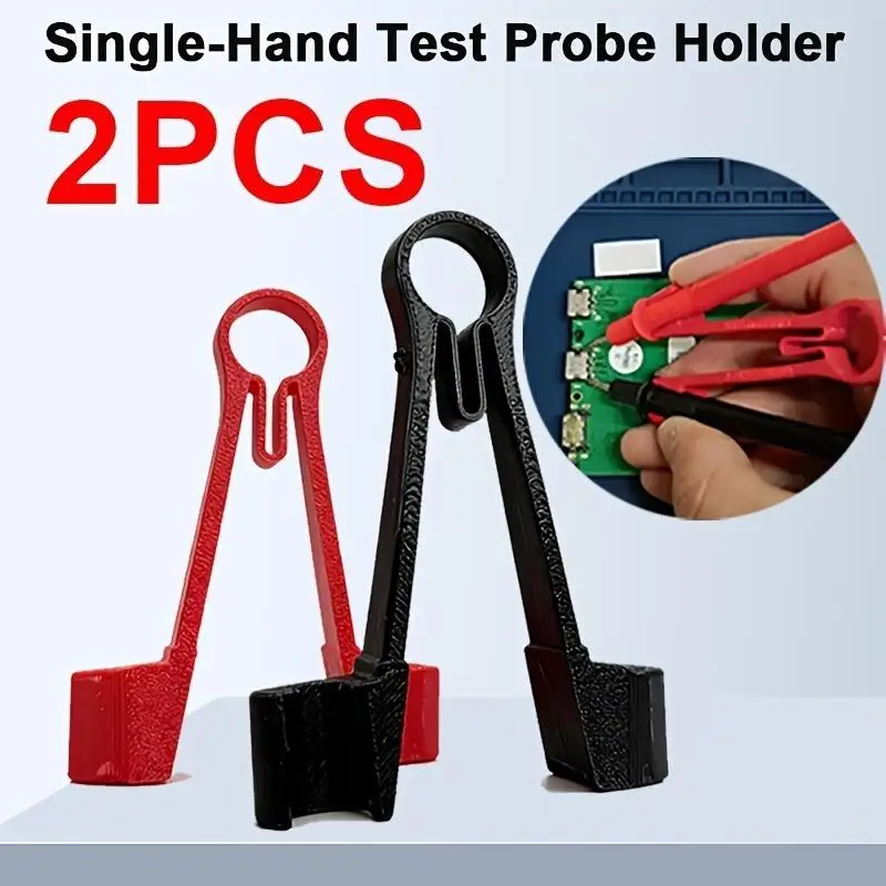 2 Stück Ergonomische Messkabel-Clips, Multimeter-Sondenhalter zum Klemmen, Elektrische Prüfgeräte für Stromversorgungen, Einhand-Reparaturwerkzeug Image