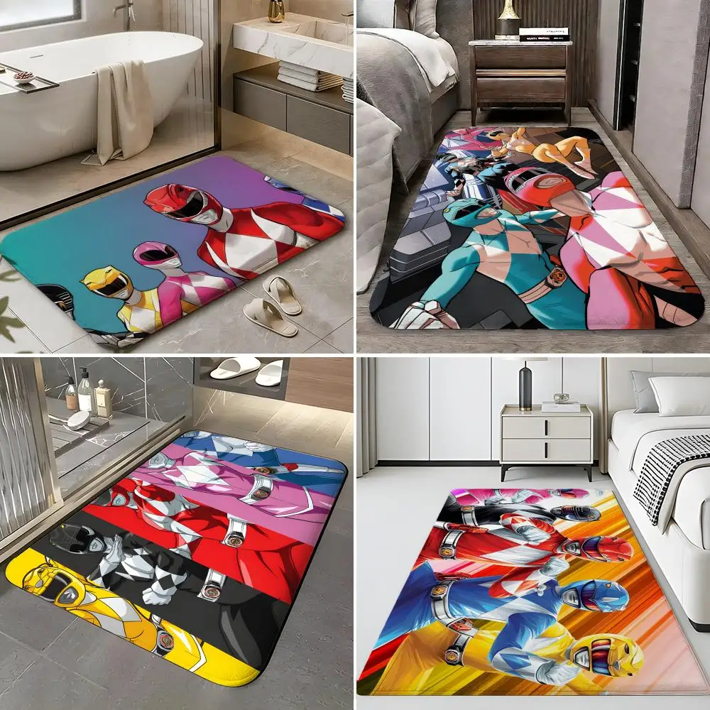 TV-Serie – P-Power R-Rangers Fußmatte, weicher Flanell-Fußbodenteppich, rutschfester, saugfähiger Fußbodenteppich für Badezimmer und Schlafzimmer Image