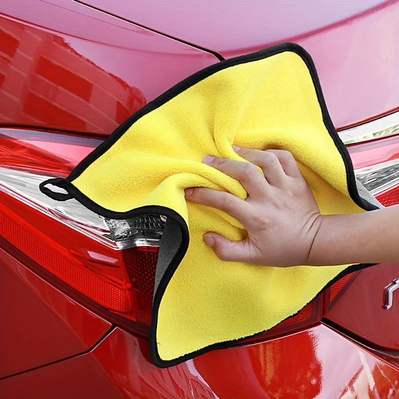 10 Stück Hochdichte Autowaschtücher, Korallenfleece Doppelseitige Verdickte Autotücher, Saugfähige Glasreinigungstücher Image