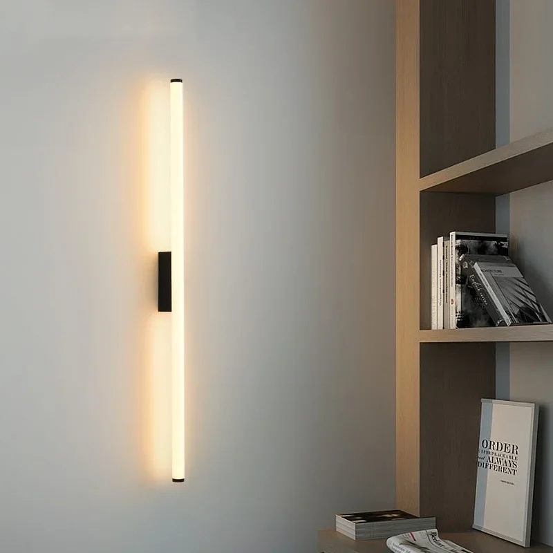 Moderne Schlafzimmer-Nachttisch-LED-Wandleuchte Minimalistische Lange Streifenlampen Eingangsbereich-Hintergrundbeleuchtung Badezimmer-Spiegel-Lüsterleuchten