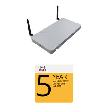 Cisco Meraki MX68W Router/Security Appliance with 5-Year Advanced Security Licens MX68W-HW
