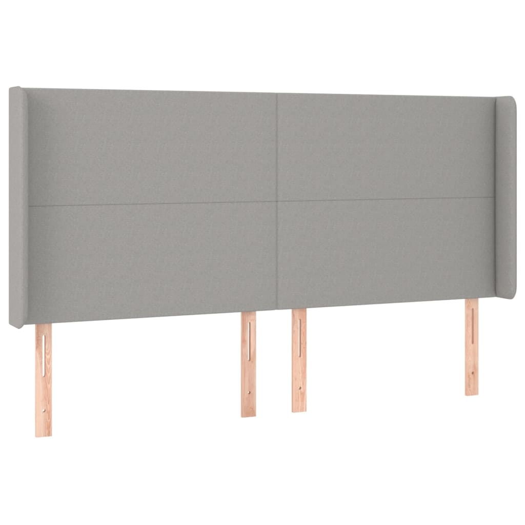 Décoshop26 - Kopfteil Schlafzimmeraccessoire Möbelstück mit Seitenteil 203 x 16 x 118/128 cm hellgrauer Stoff TDL0205190 Image