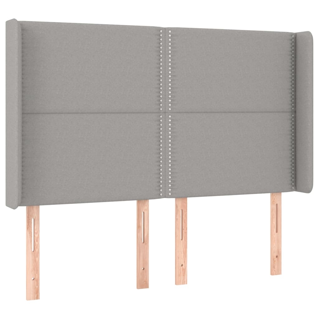 Décoshop26 - Kopfteil Schlafzimmeraccessoire Möbelstück mit Seitenteil 147 x 16 x 118/128 cm hellgrauer Stoff TDL0205270 Image