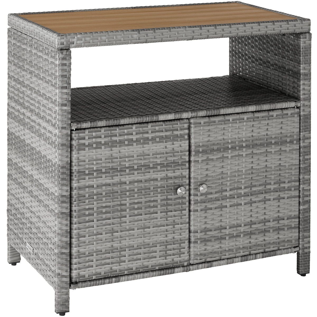 TecTake GmbH tectake Gartenschrank Monscia WPC Lamellen rattanoptik grau wetterfest 90x55,5x87 cm Gartenaufbewahrung Image