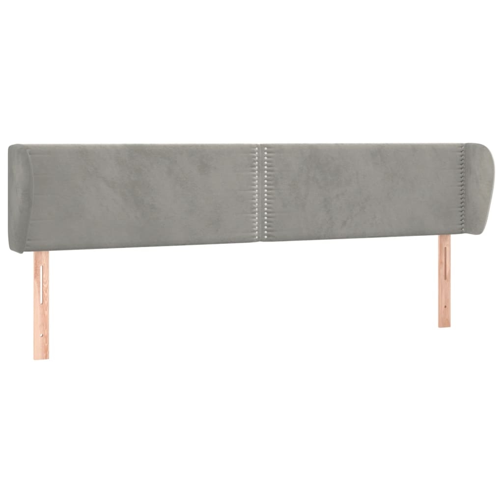 Décoshop26 - Kopfteil Schlafzimmeraccessoire Möbelstück mit Seitenteil 203 x 23 x 78/88 cm hellgrauer Samtstoff TDL0205152 Image