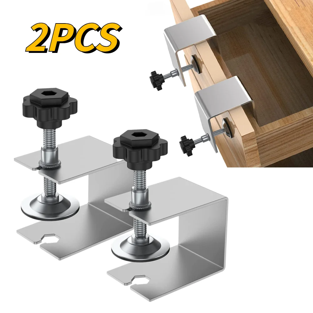 2Pcs Holzbearbeitung Jig Schrank Werkzeug Home Möbel Zubehör Stahl Schublade Front Installation Schellen Schublade Panel Clips Hand Werkzeug Image