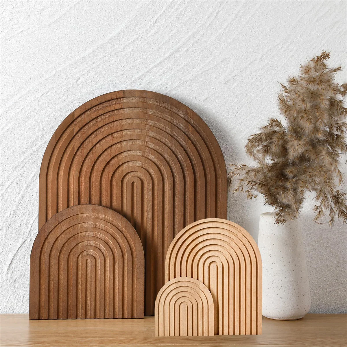 Schneidebrett in Wellenbogenform aus Holz im Boho-Stil, dekoratives Holzschneidebrett, Heimdekoration für Küche, Esszimmer, Wohnzimmer Image