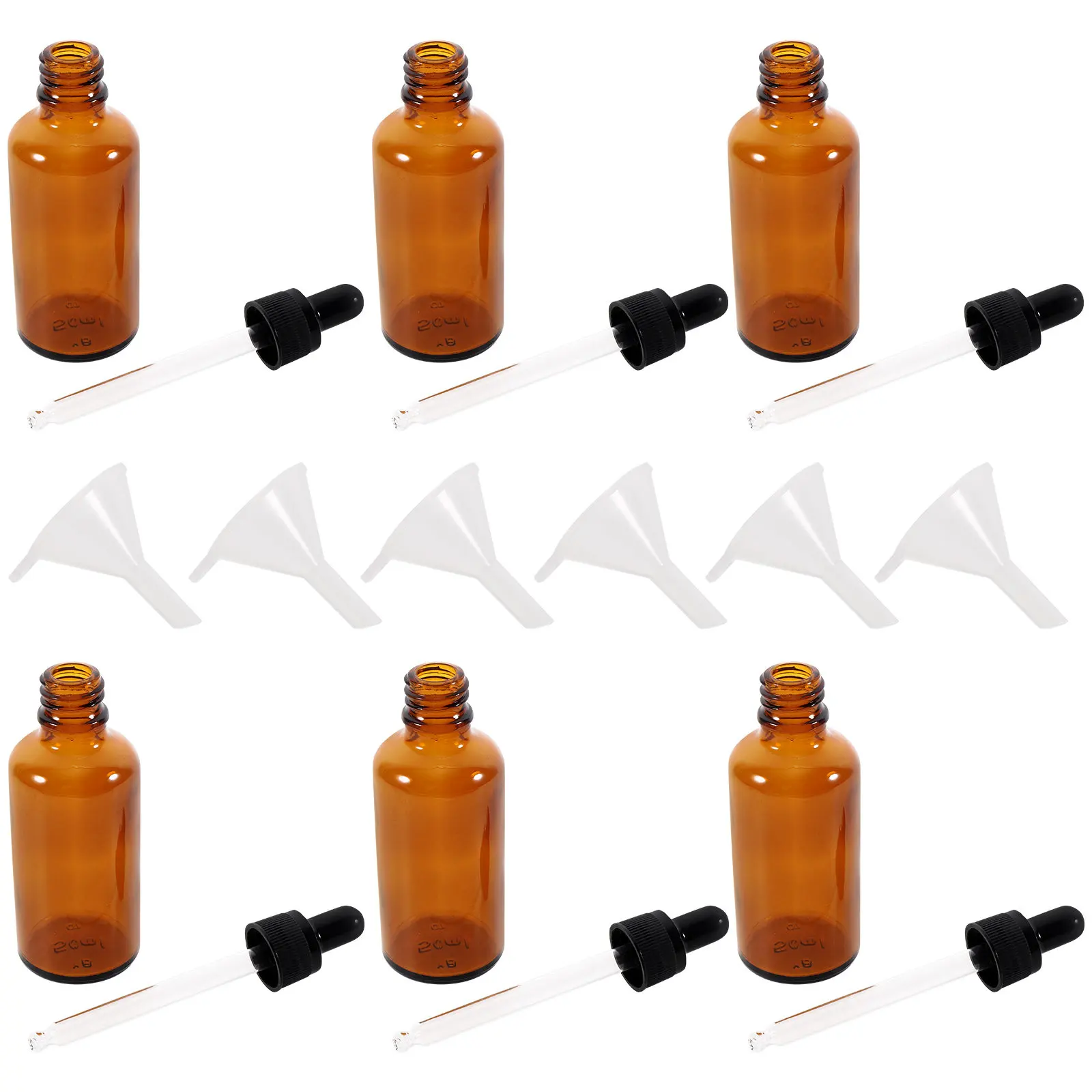 6 Stück 50 ml elegante Glasflaschen für ätherische Öle mit Tropfer, Reise-Parfümprobenbehälter für Frauen, klein, leicht Image