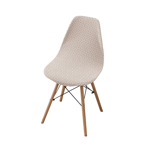Stuhlhusse aus Stretch-Twill, elastischer Stuhlhusse mit geschwungener Rückenlehne für Esszimmer Image