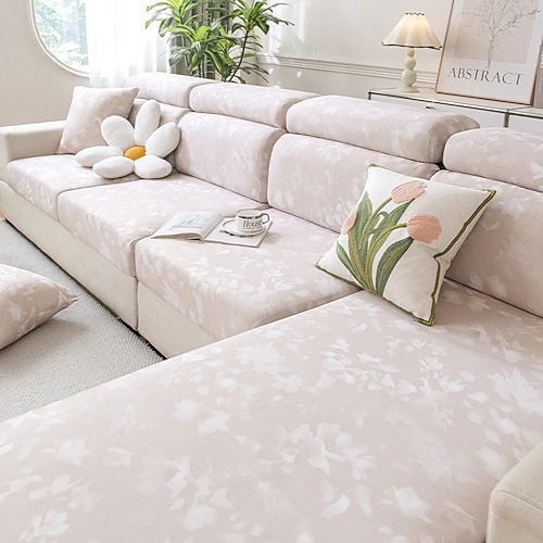 Kühlende Sofakissenbezüge, dehnbarer Sofakissenbezug aus Eisseide, floraler Sofasitzbezug, kratzfest, waschbar, universeller Sofaschutz für das Wohnzimmer Image