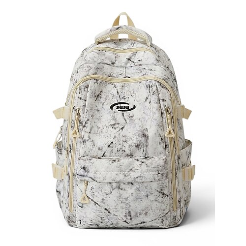 Zaino scolastico estetico per ragazze adolescenti, borsa capiente con molte tasche e stampa effetto marmo, ideale per la scuola media, le superiori, l'università, il ritorno a scuola e i viaggi.