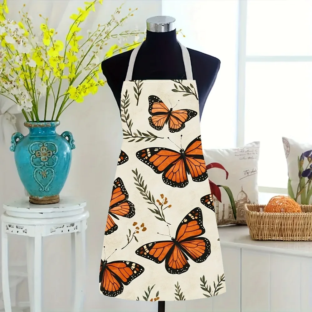 Tablier de cuisine Monarch Butterfly & Foliage : tablier de cuisine frais à thème naturel pour la cuisson à domicile et l'utilisation quotidienne de la cuisine