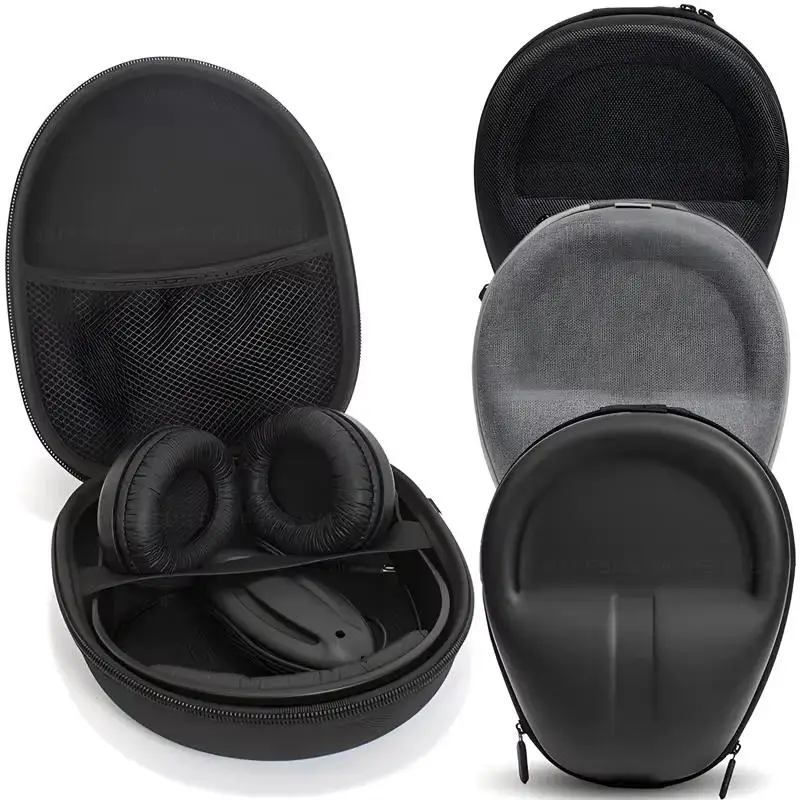 【C】 1 étui pour casque audio haute capacité, boîte de rangement antichoc pour écouteurs de voyage, sac de protection universel pour casque audio en EVA