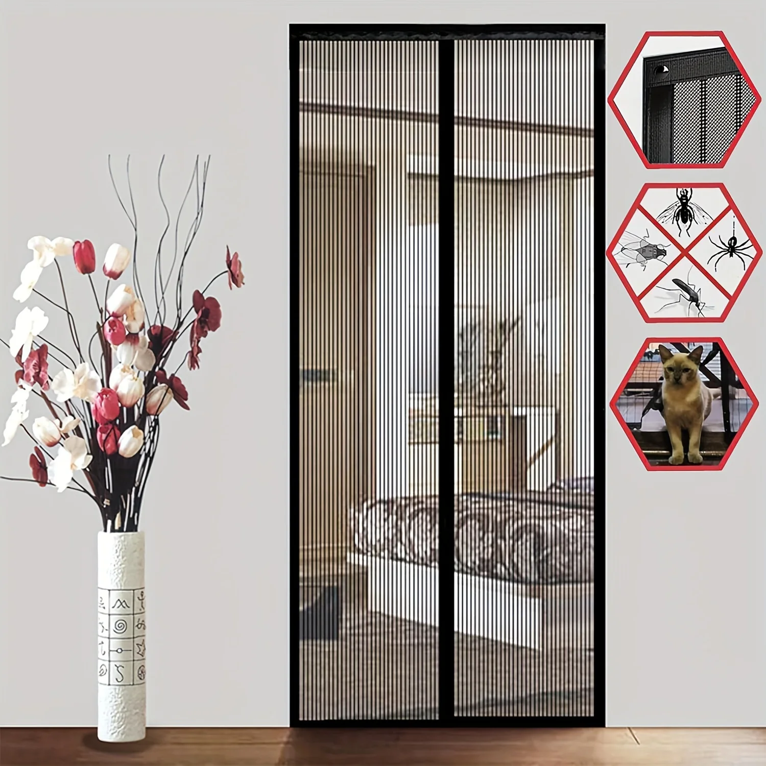 Magnetisches Moskitonetz, Sommer-Insektenschutz-Türvorhang, automatisch schließender Türvorhang, Wohnzimmer-Schlafzimmer-Vorhang