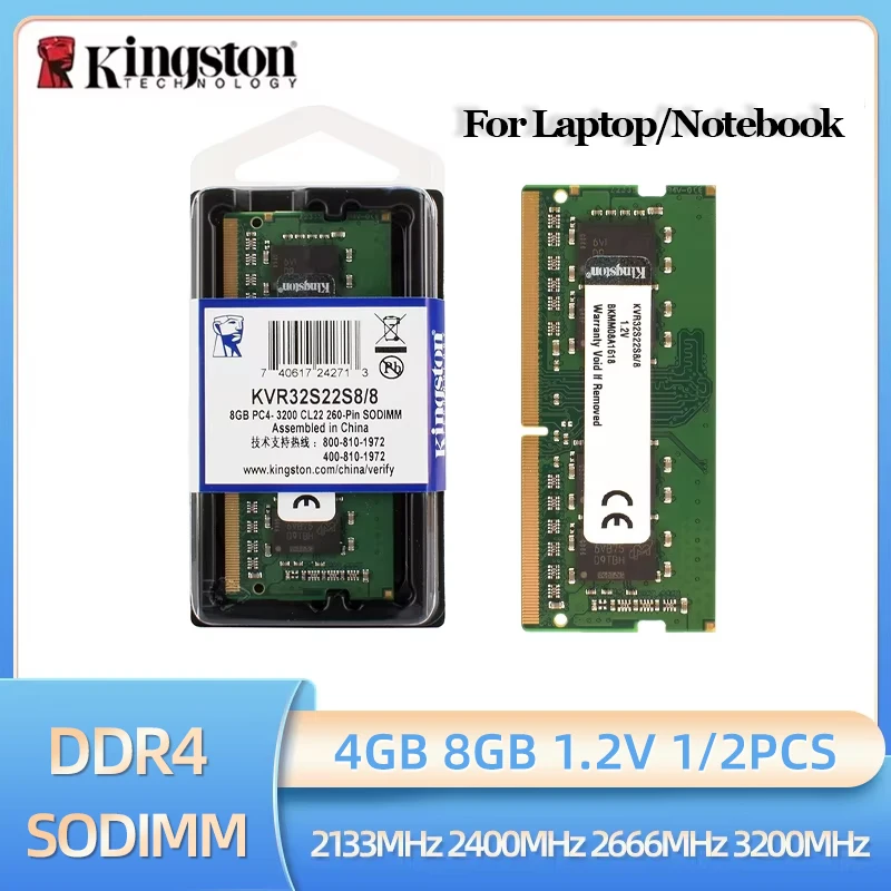 Kingston Memoria RAM DDR4 4 GB 8 GB 3200 MHz 2133 MHz 2400 MHz 2666 MHz Laptop-Speicher 1,2 V SODIMM PC4-25600 Notebook-RAM Image