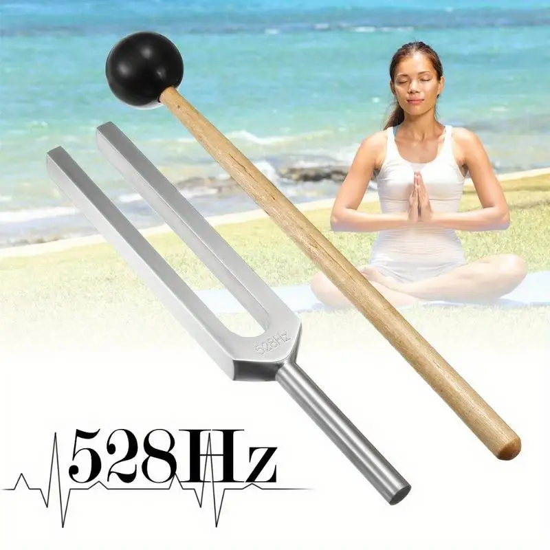 Aluminium Medizinische Stimmgabel Chakra Hammerkugel 528HZ mit Schlägel-Set zur Untersuchung des Nervensystems Gesundheitspflege Image