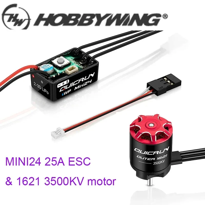 Original HOBBYWING QuicRun WP Mini24 25A ESC und 1621 3500KV Motor Bürstenlos Sensorlos für 1/18 1/24 RC Modellauto Crawler Image
