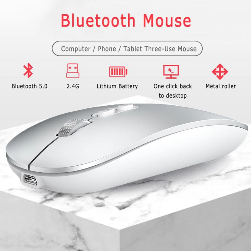 Mouse wireless di tipo C Mouse Bluetooth per computer PC silenzioso Mause Mouse ergonomico ricaricabile Mouse ottico USB 2.4G per PC portatile