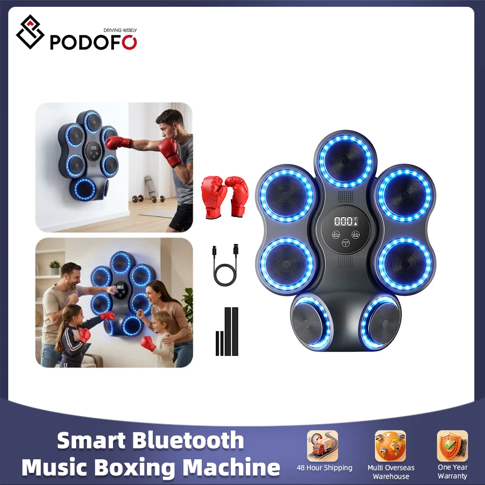 Podofo Macchina da Boxe Musicale, Pad da Boxe Elettronici, Attrezzatura da Boxe Intelligente a Parete con 7 Target Migliorati, Componenti Elettronici per Target da Boxe per Adulti