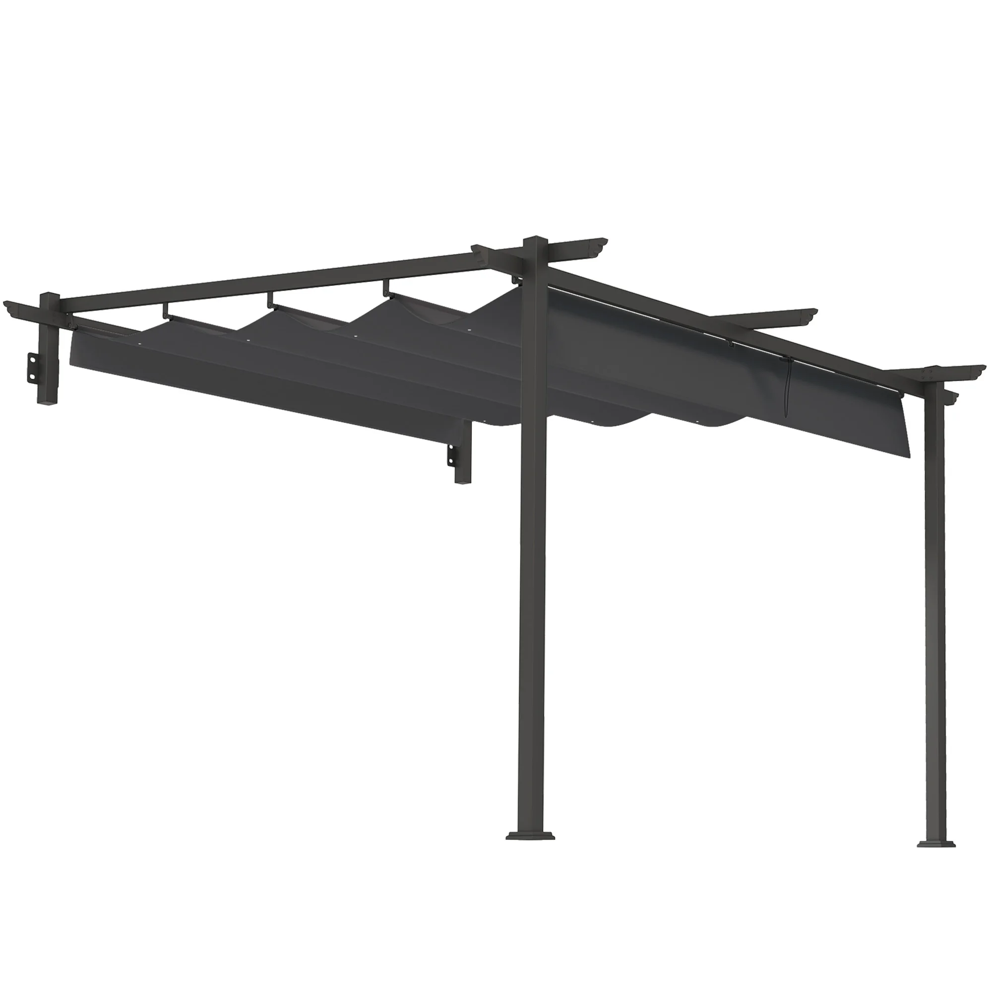 Terrassendach Pergola ca. 3x3m Terrassenüberdachung, Gartenpavillon aus Aluminium, Wandmontage, Gartenpavillon, Verstellbares Dach