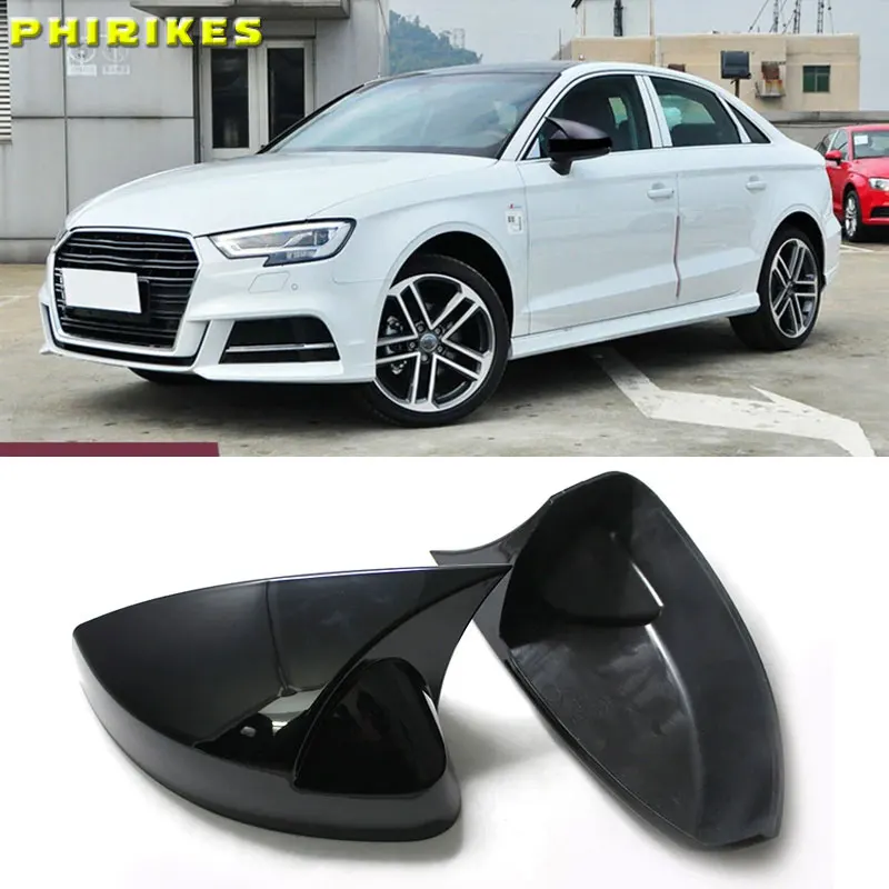 Für Audi A3 S3 8V RS3 2013 2014 2015 2016 2017 2018 2019 Rückspiegelgehäuseabdeckung Kohlefasermuster oder schwarze Abdeckung Image