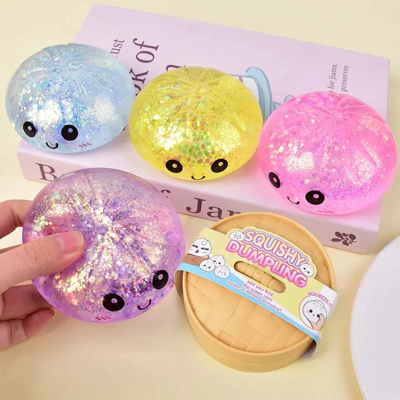 5,5 cm Glitzer-Dumpling-Squishy mit Box – Sensorisches Quetschspielzeug für Stressabbau-Fans, Geburtstagsgeschenke Image