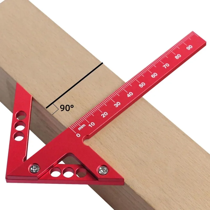 45/90 Grad Mittelpunktfinder Holzbearbeitungs-Winkellineal Rechtwinklige Linienlehre Aluminium-Mittelpunktmarkierer Zimmermannslineal Holzmesswerkzeug Image