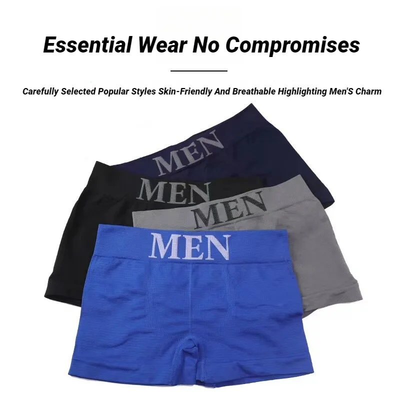 5 pezzi di slip boxer comodi da uomo, ad alta elasticità, in tinta unita, traspiranti
