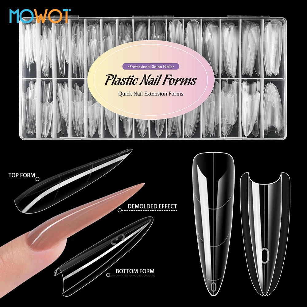 MOWOT Stiletto Square Sandwich Dual Forms Nail Tips Acrilico 15 Misure Estensione Unghie Fai da Te Gel Top e Bottom Forme per Unghie Riutilizzabili 240 Pezzi/scatola